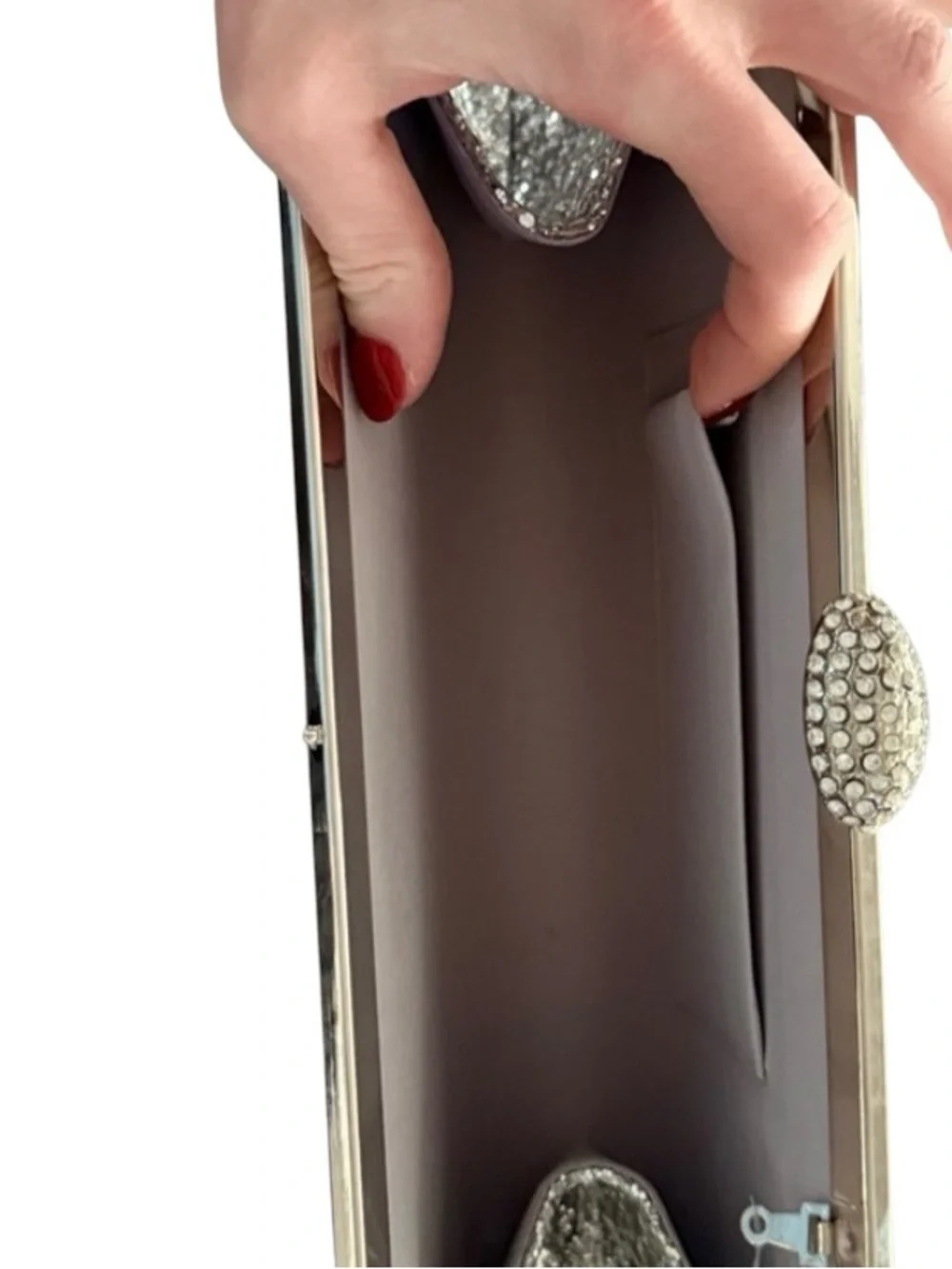 Glitter Frame Clutch in Silver